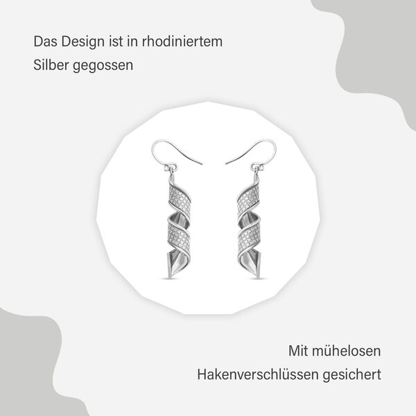 Diamantschliff Fusilli Ohrh&auml;nger in rhodiniertem Silber image number 5