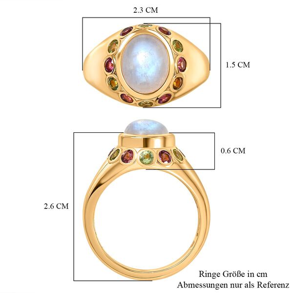 Regenbogen Mondstein, Mehrfarbig-Turmalin Ring Messing (Gr&ouml;&szlig;e 17.00) ca. 3,72 ct image number 7