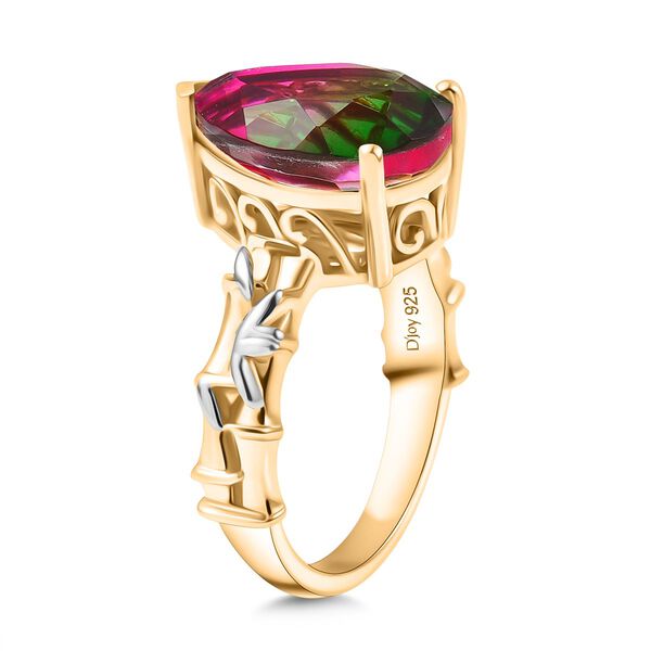 Blooming Petals - D joy Wassermelonen Quarz Triplette Ring 925 Silber platiniert und vergoldet (Gr&ouml;&szlig;e 17.00) ca. 5,67 ct image number 5