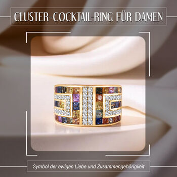AA mehrfarbiger Saphir und Moissanit-Ring - 3,48 ct.