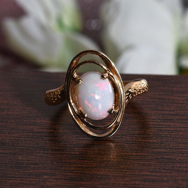 Natürlicher Äthiopischer Opal Ring 925 Silber vergoldet  ca. 1,28 ct image number 2