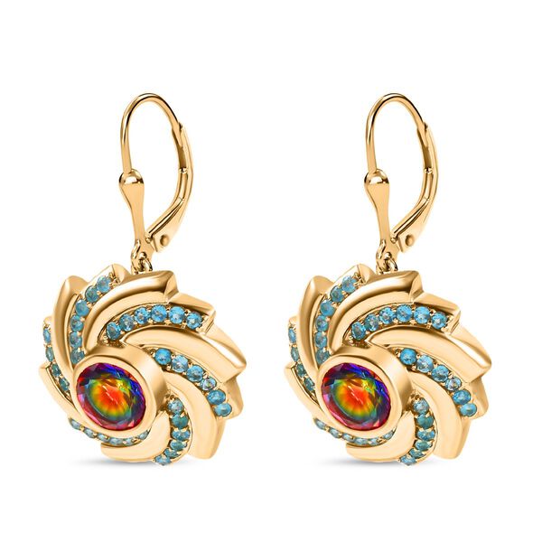 Nebel Quarz und Neon Apatit Ohrringe - 4,12 ct. image number 3