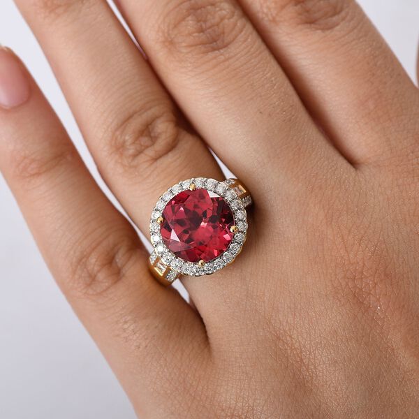 D'Joy Labor Padparadscha Saphir und Moissanit Anhänger mit 45cm Kette und Ring image number 10
