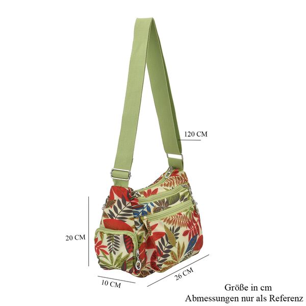 Multitaschen-Tasche mit Blattmuster, 26x10x20cm, hellgr&uuml;n image number 7