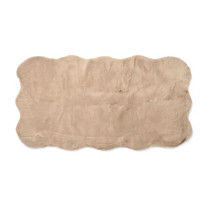 Serenity Night - Kunstfell-Teppich mit Schaumstoffbasis, Wolkenform, 100x180 cm, Cremebeige