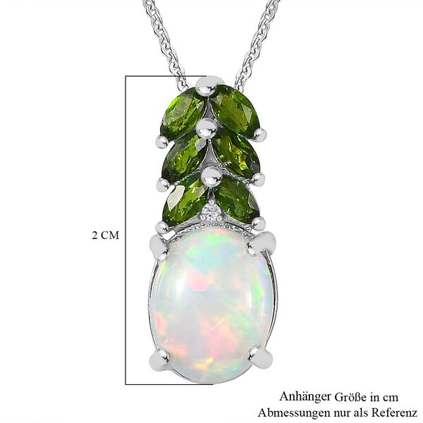 AA nat&uuml;rlicher, &auml;thiopischer Welo Opal, Zirkon und Chromdiopsid-Anh&auml;nger mit 45cm Kette - 2,16 ct. image number 7