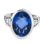 Ceylon Farbe Quarz, Weißer Zirkon Ring 925 Silber platiniert (Größe 19.00) ca. 9.42 ct