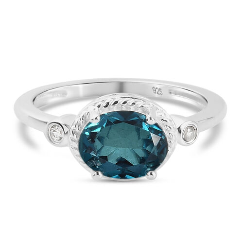 Indicolit Triplett Quarz und Zirkon-Ring, 925 Silber  ca. 1,42 ct image number 0