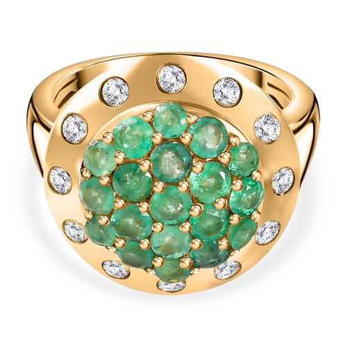 Gemfields Smaragd Ring, 925 Silber Gelbgold Vermeil (Größe 17.00) ca. 2.22 ct image number 0