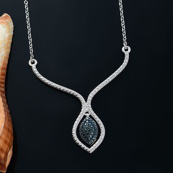 Halskette mit blauen Diamantakzenten, 45cm