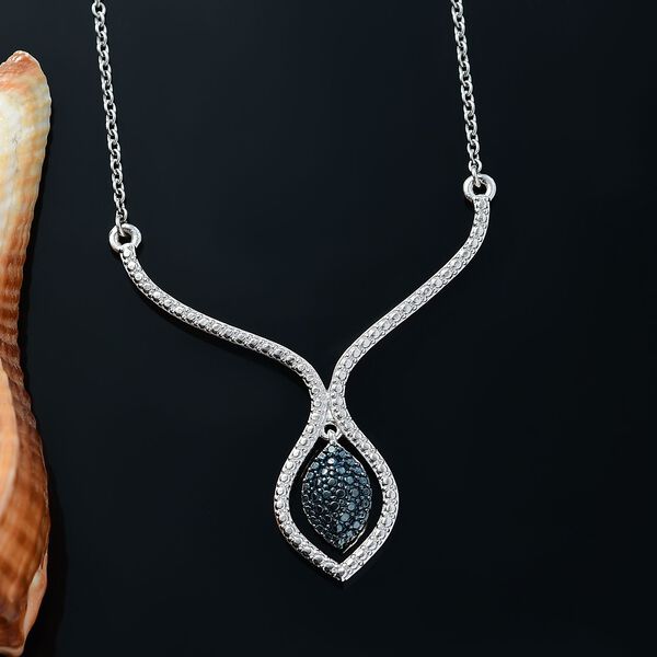 Blauer Diamant Halskette ca. 45 cm Edelstahl ca. image number 1