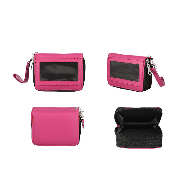 Geldbörse aus 100% echtem Leder mit RFID schutz und abnehmbarem Riemen, Rosa image number 4