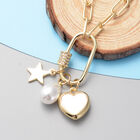 Kunststoff-Perlen- und weiße Kristall-Halskette, ca. 52 cm, goldfarben image number 1