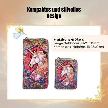 2-teiliges Geldb&ouml;rsen-Set mit Einhornmuster, 18x2,5x10 cm und 11x2,5x9 cm