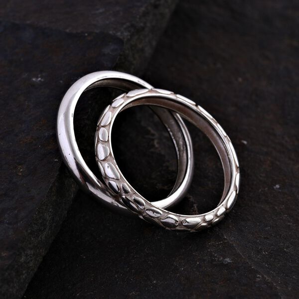 Royal Bali Kollektion- 2er-Set Drachenhaut Bandringe image number 1