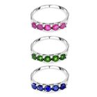 Rubin, Natürlicher Chromdiopsid und Masaola Saphir 3er-Ringset, 925 Silber platiniert ca. 3,75 ct