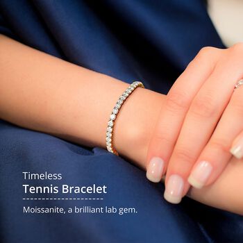 D'Joy Moissanit Armband ca. 20 cm 925 Silber Gelbgold Vermeil ca. 5.20 ct