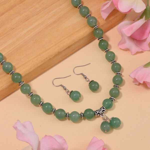 Grüner Aventurin Schmuckset  Legierung Antik-silber-Plattierung ca. 305.00 ct image number 2