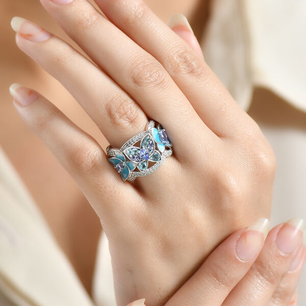 GP Trionfo Kollektion - Tansanit, Blauer Apatit Ring 925 Silber rhodiniert (Gr&ouml;&szlig;e 18.00) ca. 1.61 ct image number 4