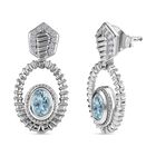 Espirito Santo Aquamarin und weiße Zirkon Ohrringe, 925 Silber platiniert ca. 1.24 ct