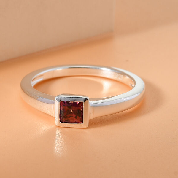 LUSTRO STELLA Hergestellt mit Roter dunkler Feinster ZIRKONIA Solit&auml;r Ring 925 Silber image number 2