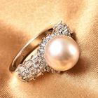 Goldener Südsee Perle und Zirkon-Ring in Silber image number 1