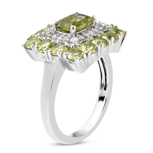 Nat&uuml;rlicher Peridot und Zirkon-Ring, 925 Silber platiniert  ca. 3,22 ct image number 5