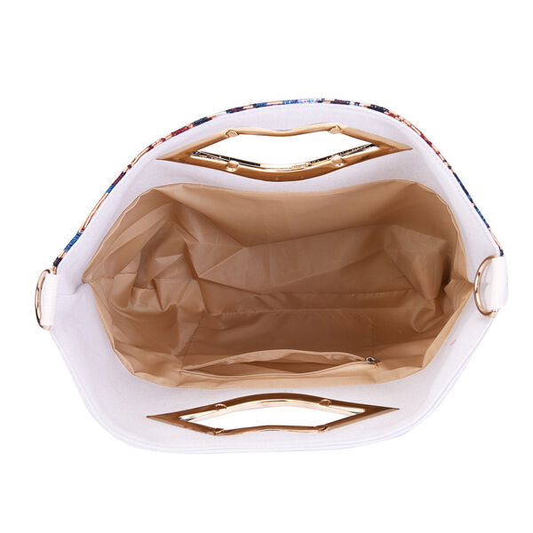 Jacquard Crossbody Tasche, Mond Muster, Größe 39x10x26 cm, Mehrfarbig image number 5