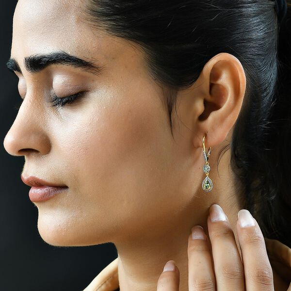 Merelani Mint-Granat Ohrringe, 925 Silber Gelbgold Vermeil ca. 1.11 ct image number 3