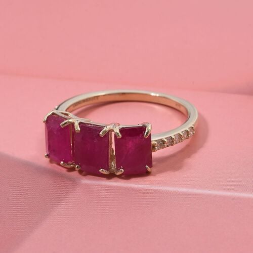 AAA Burma Rubin und Diamant Ring in 375 Gold - 3,44 ct. image number 1