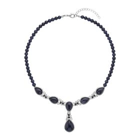 Blaue Sandstein Halskette ca. 45 cm  ca. 164.00 ct