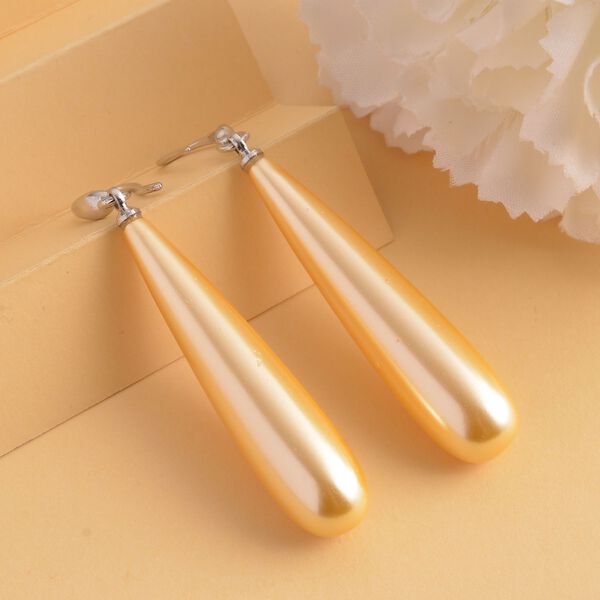 Goldene Muschelkernperle Ohrringe, 925 Silber, rhodiniert image number 2