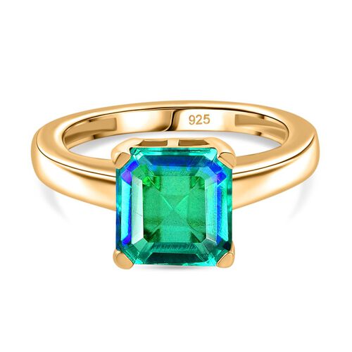 Pfau Triplett Quarz Ring, 925 Silber 750 Gelbgold Vermeil - 3,05 ct image number 0