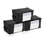 Aufbewahrungsboxen Set aus 3, Sichtfenster, 60 x 30 x 45 cm, Schwarz