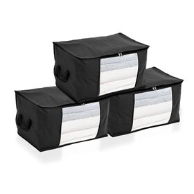 Aufbewahrungsboxen Set aus 3, Sichtfenster, 60 x 30 x 45 cm, Schwarz