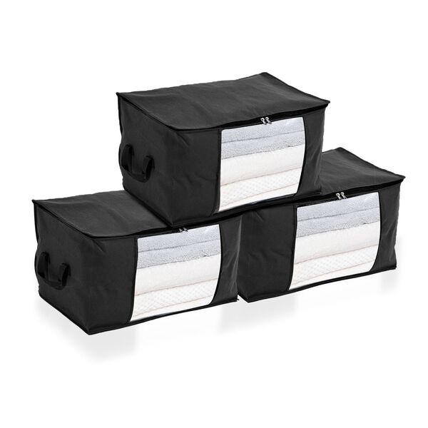 Aufbewahrungsboxen Set aus 3, Sichtfenster, 60 x 30 x 45 cm, Schwarz image number 0