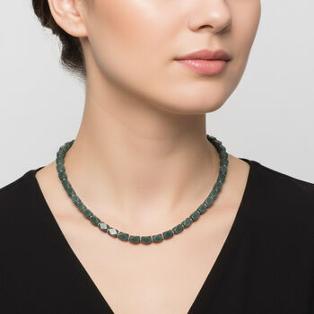 Jade Halskette ca. 50 cm 316L Edelstahl (10-15 Werktage Lieferzeit) ca. 400.00 ct