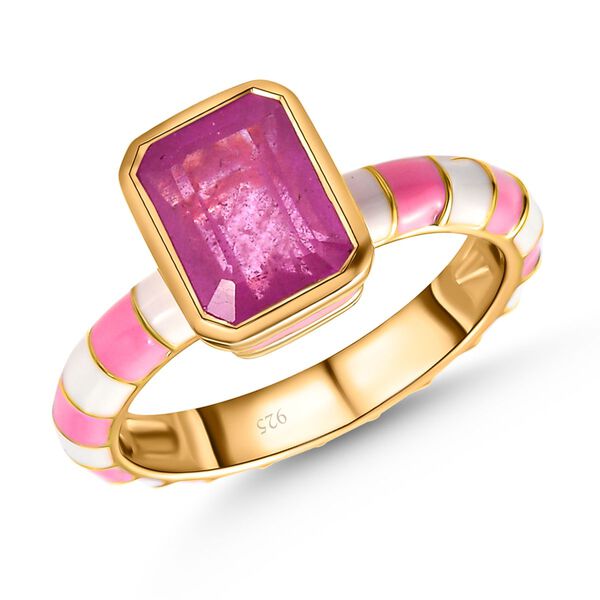 Ilakaka Rosa Saphir(Fissure gef&uuml;llt) Solit&auml;r Ring 925 Silber vergoldet image number 4