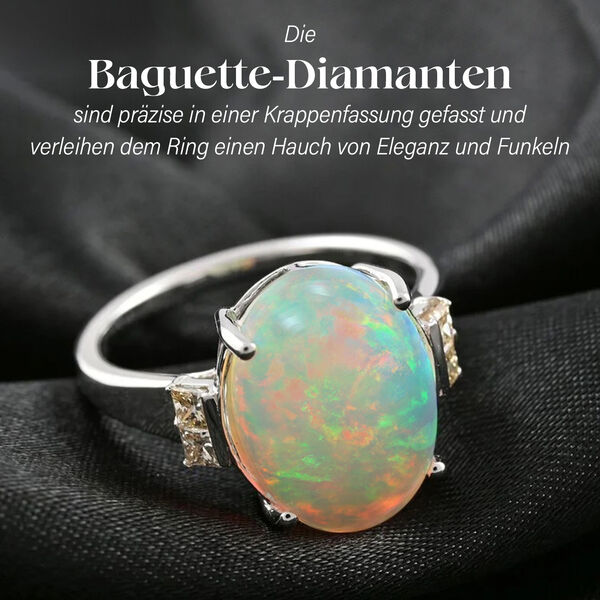 LUXORO AAA nat&uuml;rlicher, &auml;thiopischer Welo Opal und Diamant Ring in 585 Gold - 3,90 ct. image number 3