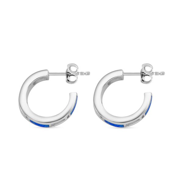 Simulierte blaue Opal halbe Creolen image number 4