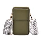Crossbody-Handytasche mit RFID-Schutz, Kartenfächern und gemustertem Trageriemen, ca. 19x6x11 cm, Grün