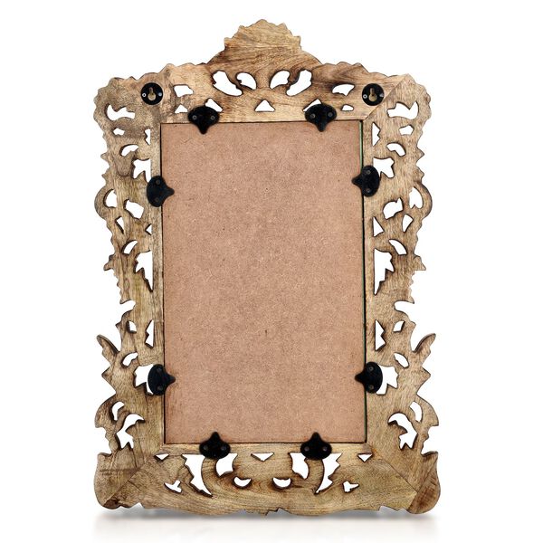 NAKKASHI Handgefertigter Wandspiegel aus Mangoholz im Vintage-Stil, 61x45 cm image number 3