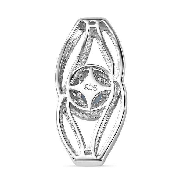 TUCSON FIND - Natürlicher AA Aqua Kyanit, Weißer Zirkon Anhänger 925 Silber rhodiniert ca. 0.79 ct image number 5