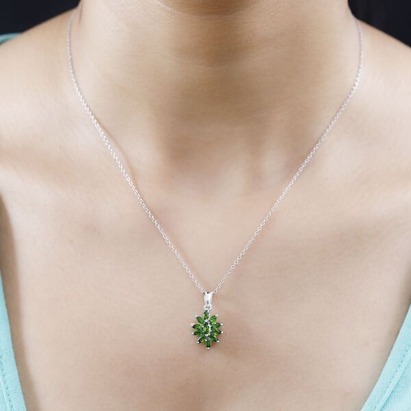 Natürlicher Chromdiopsid Anhänger 925 Silber rhodiniert ca. 1.13 ct image number 3