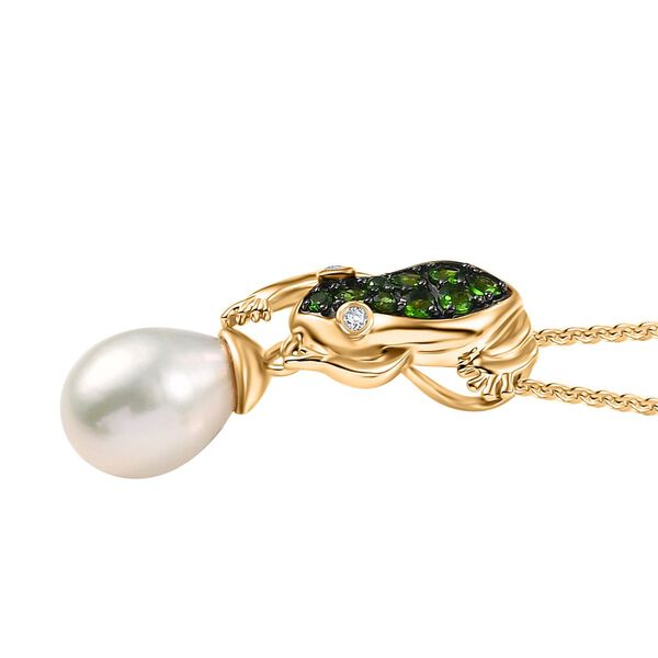 Süßwasser Perle und Chromdiopsid Ohrringe und Anhänger mit 45cm Kette image number 6