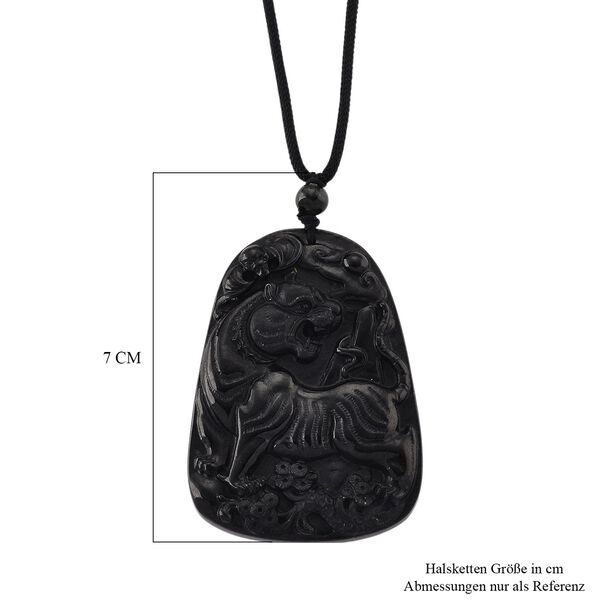 Majest&auml;tischer W&auml;chter - Schwarzer Jadeit- Tiger, Halskette Flexibles cm ca. 110.00 ct image number 6