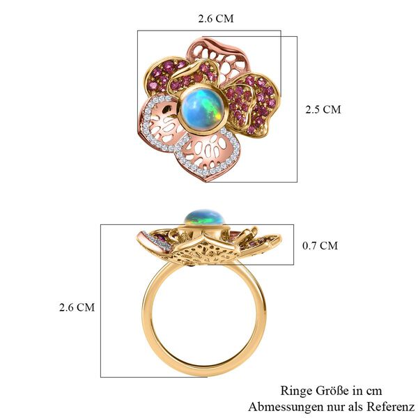 GP Italian Garden Kollektion - AA nat&uuml;rlicher, &auml;thiopischer Welo Opal, Rhodolith Granat und Multi-Edelstein-Ring - 2,33 ct. image number 8