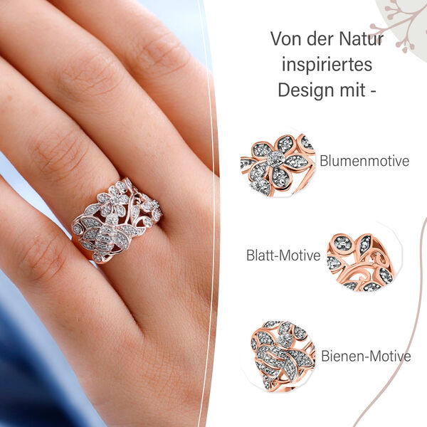 ALLORO von der Natur inspirierter, rosévergoldeter Silberring image number 9