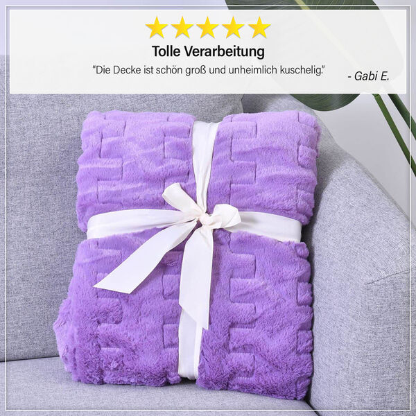 Super weich: Plissierte Luxus Decke mit Mikroflannel-Futter, 150x200 cm, Lavendel image number 1