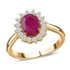 AAA Natürlicher Mosambik-Rubin, Weißer Diamant Ring 585 Gold (Größe 20.00) ca. 1,79 ct